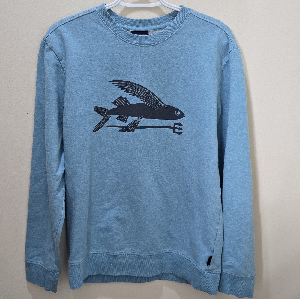 Patagonia Organic Cotton Light Blue Flying Fish Crewneck